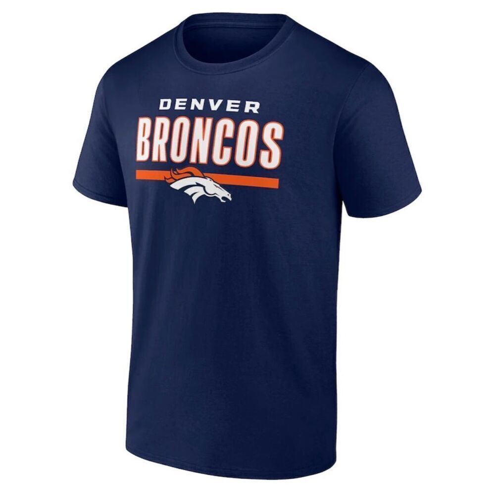 🏈 Fanatics NFL Denver Broncos Blue and Orange Short Sleeve T Shirt Size XL
